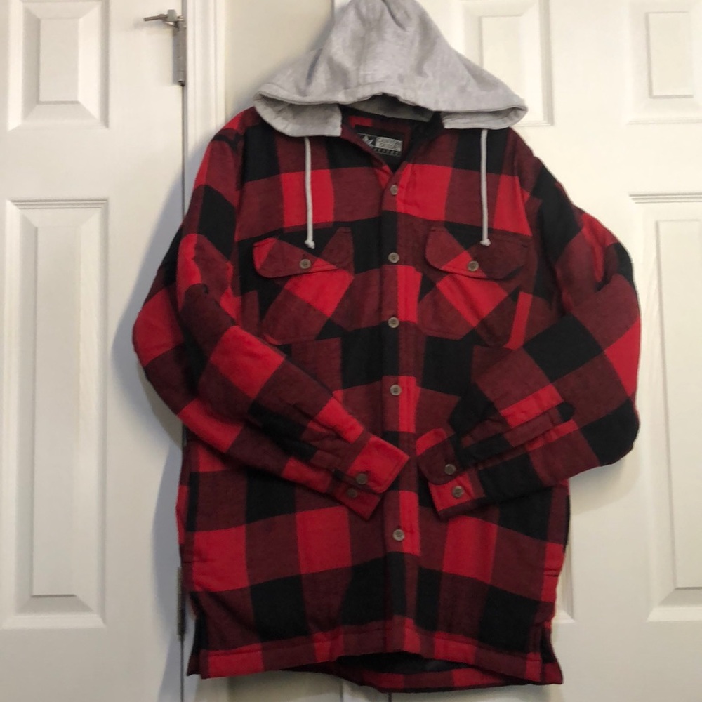 Hooded Flannel Jacket with Quilted Lining